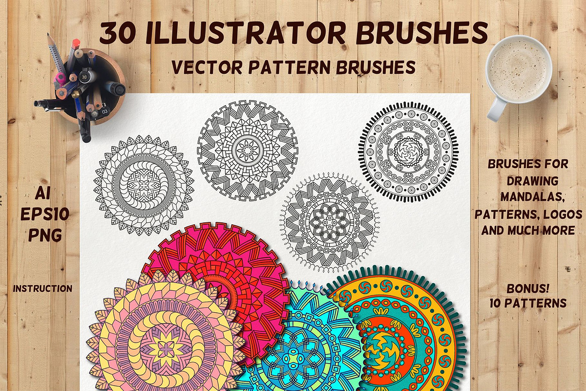 30 Vector Pattern Brushes, a Brush Add-On by Ira_Lacrimosa (Photo 1 of 6)