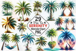 Palm Tree Serenity Clipart, an Illustration by RobertsArt