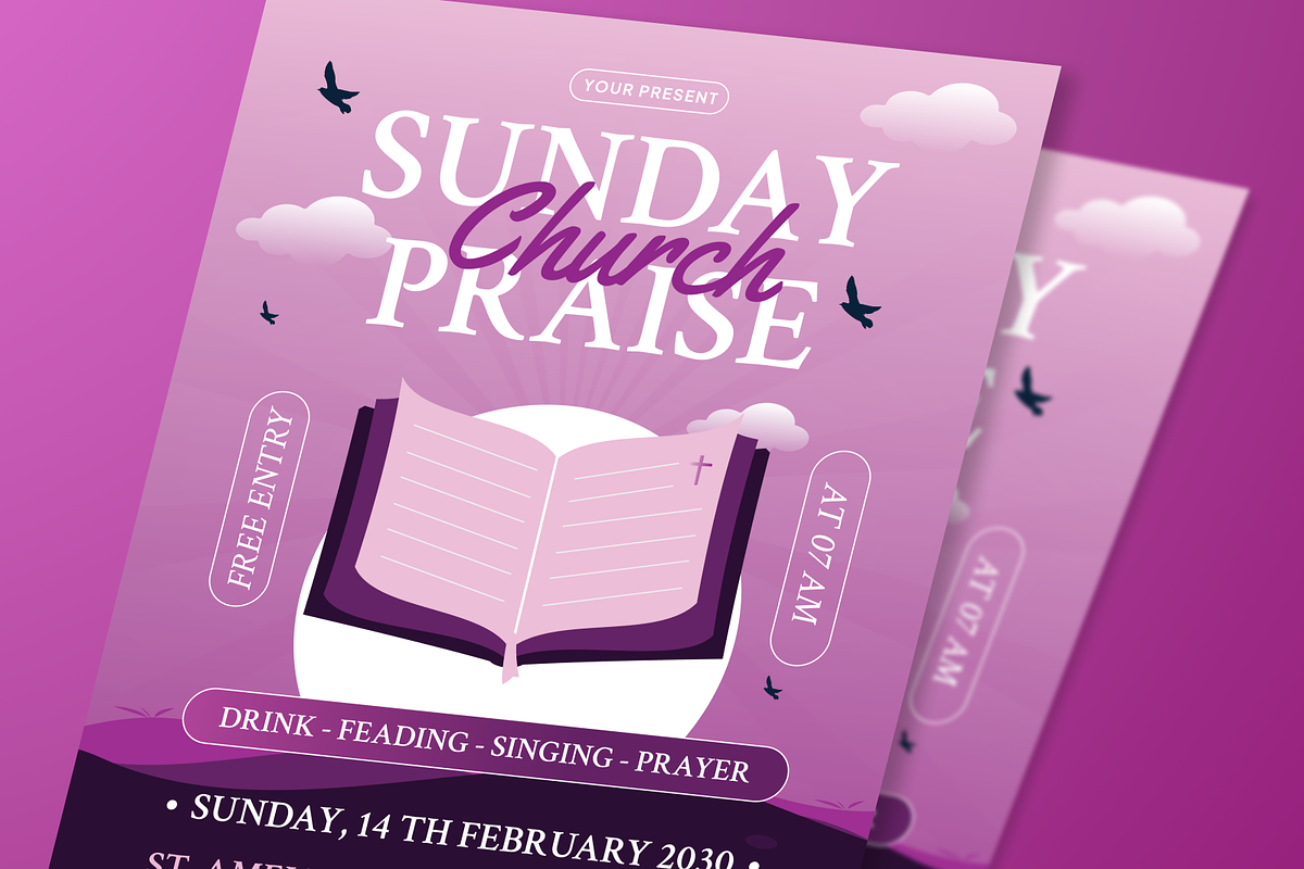 Sunday Church Flyer Set, a Flyer Template by SquidPixey (Photo 4 of 5)