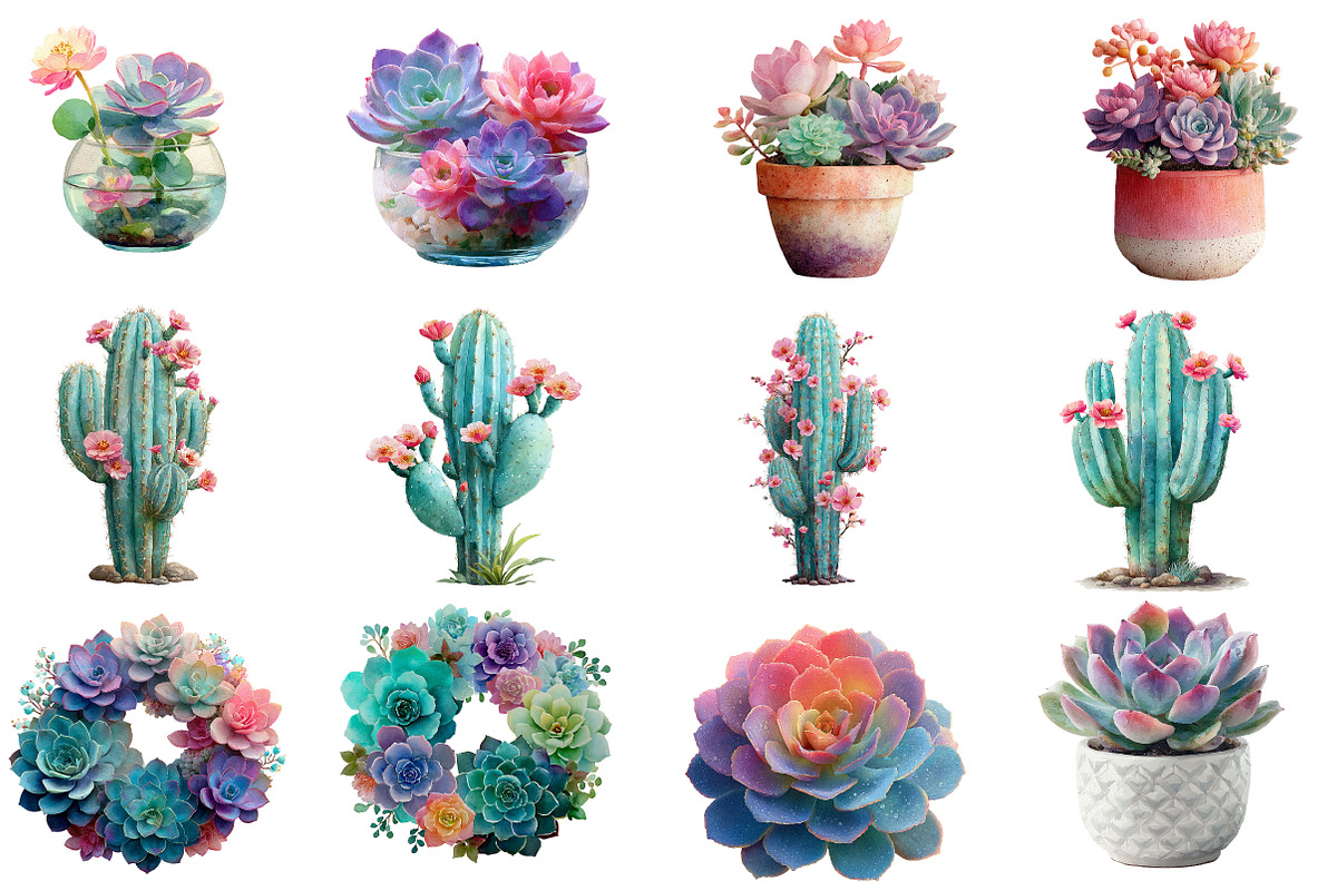 Watercolor Succulent Clipart, an Illustration by Designworld (Photo 3 of 4)