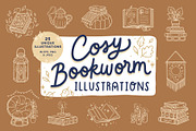 Cosy Bookworm - Vector illustrations, a Seasonal Illustration by Carole Chevalier (Thumbnail 1 of 9)