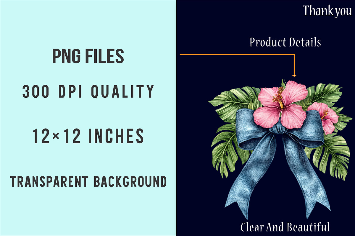 Preppy Tropical Bow PNG, an Illustration by SinaCreation (Photo 4 of 5)