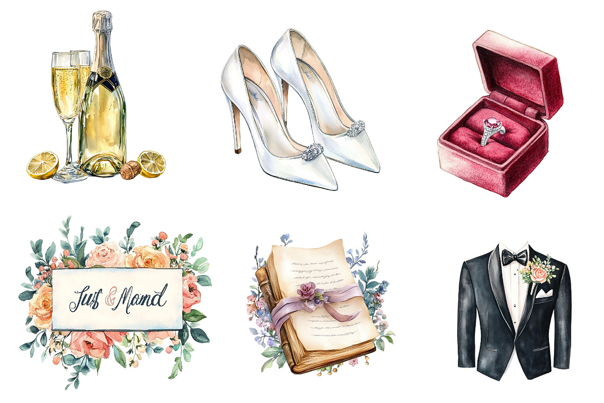 Elegant Wedding Sublimation Clipart, an Illustration by CreationArt (Photo 2 of 5)