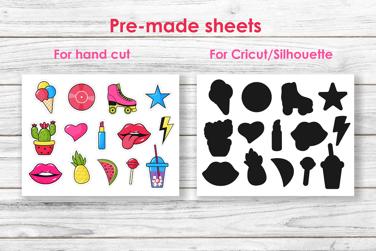 Retro pop art sticker bundle, an Object Illustration by JulyGart (Photo 3 of 6)