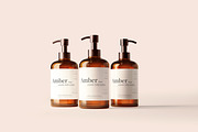 Amber Glass Pump Bottle Mockups, a Cups & Container Mockup by pmvch (Thumbnail 2 of 10)