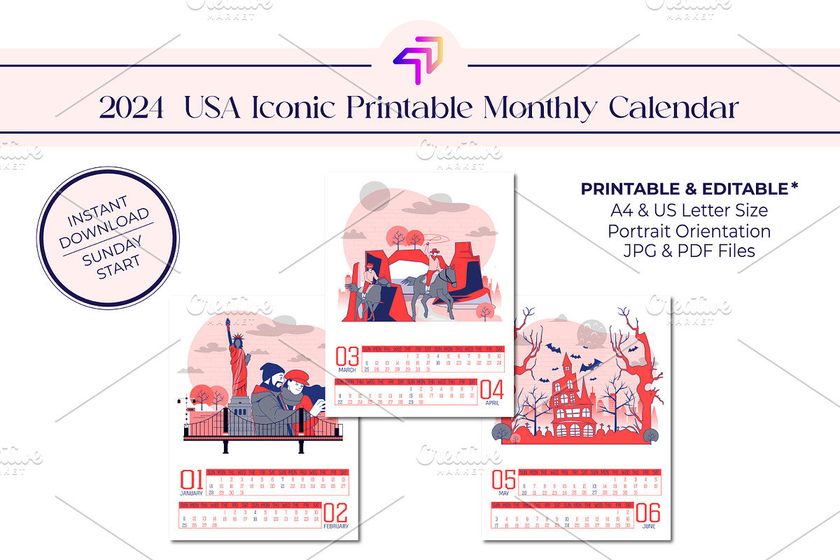 2024 USA Iconic Calendar, an Object Graphic by Artiverge (Photo 1 of 5)