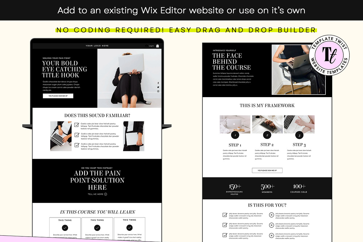 Dark Minimalistic Wix Sales Template, a Wix Template by Template Twist Shop (Photo 6 of 10)