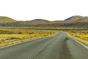 Empty highway crossing steppe landscape isolated photo, a Transportation Photo by DanFLCreativo