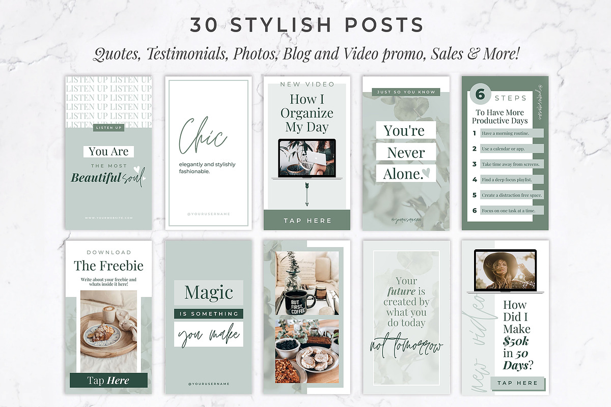 Instagram Stories for Canva | Green, a Social Media Template by Thirty One Palms Studio (Photo 3 of 8)