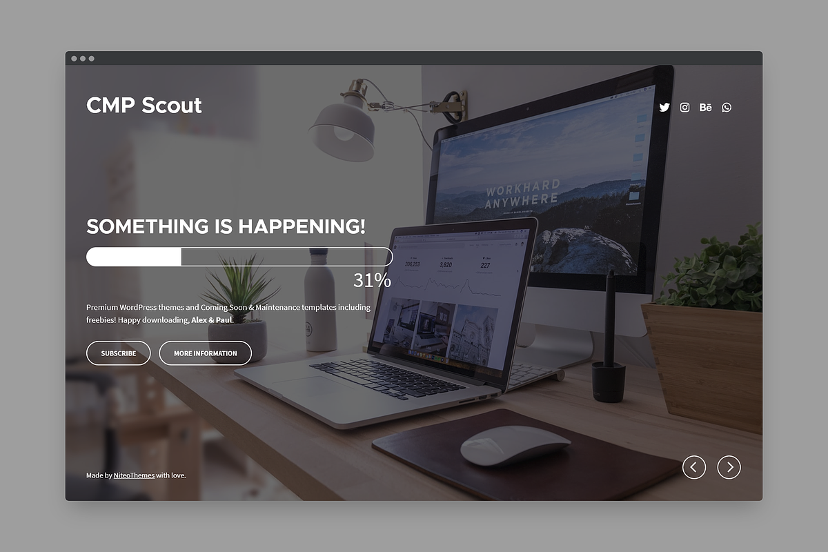 CMP Scout - Coming soon,Maintenance, a WordPress Template by NiteoThemes (Photo 3 of 4)