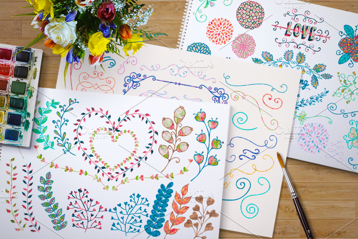 60%Off Watercolor Kit + Free Brushes, a Texture Illustration by Olya Creative (Photo 3 of 12)