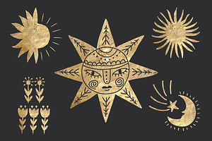 Golden Kaleidoscope. Vector Graphics