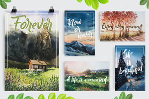 Watercolor postcards, a Poster Template by Pamyatka Shop