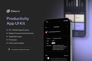Chrona - Productivity App UI Kit, an UI Kit Template by restiyathena
