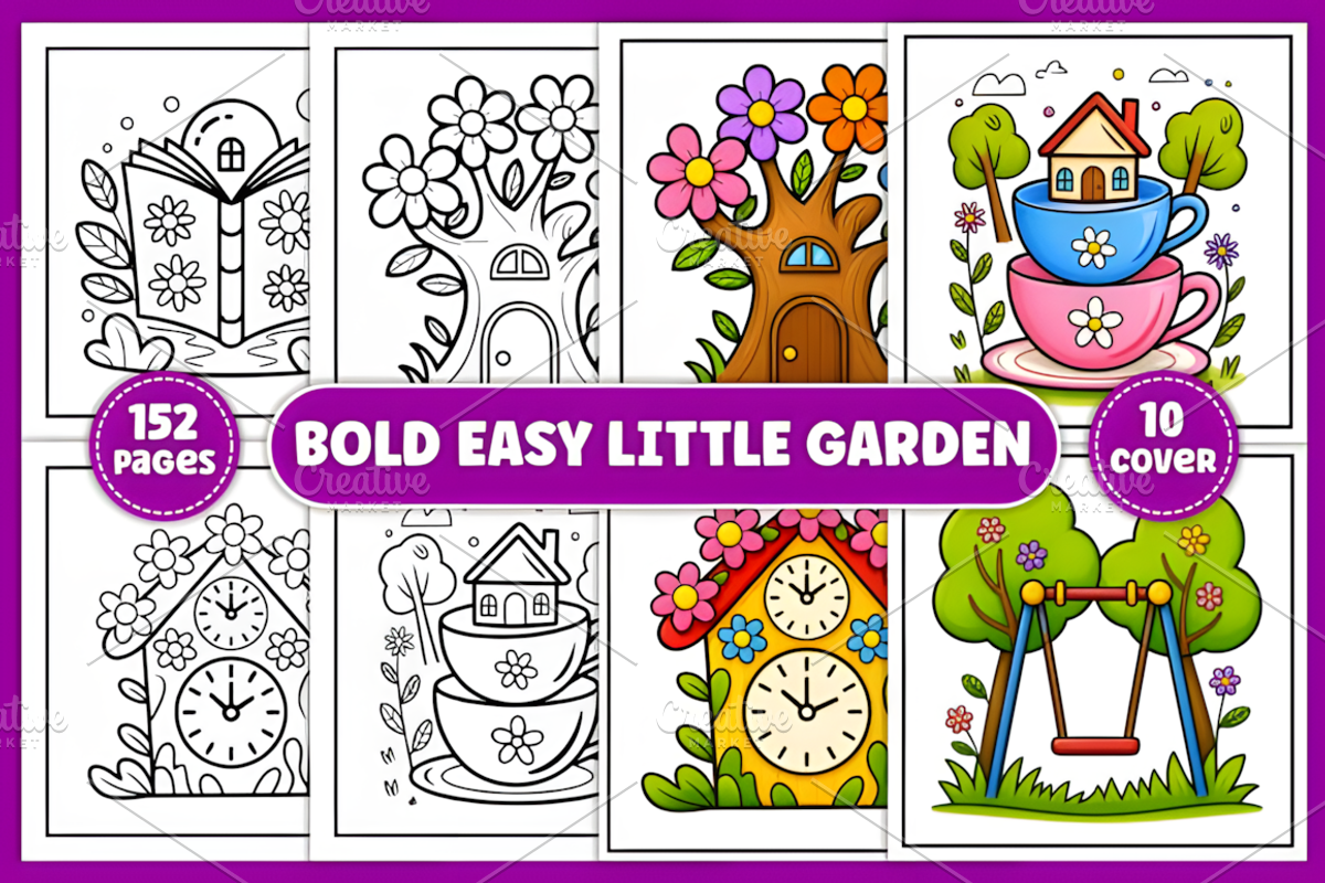 Little Garden Bold Easy Coloring, a Decorative Illustration by Coco Bloom (Photo 1 of 3)