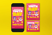 Red Bold Youth Day Flyer Set, a Flyer Template by graphicook (Thumbnail 3 of 3)