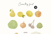 Country Kitchenware Watercolor Set, a Decorative Illustration by Sunshine Art (Thumbnail 6 of 16)