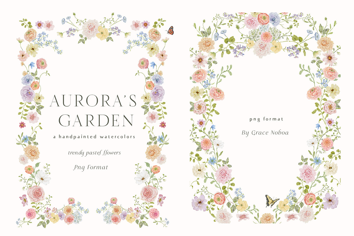 Spring summer pastel flowers clipart, a Decorative Illustration by Grace Noboa Illustrations (Photo 9 of 20)