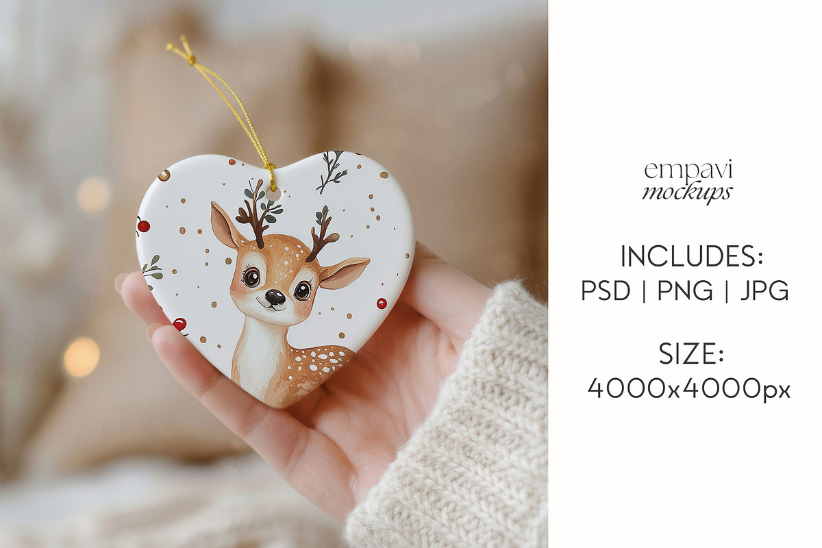 Heart Ornament Mockup, a Merchandise Mockup by EmpaviMockups (Photo 4 of 6)