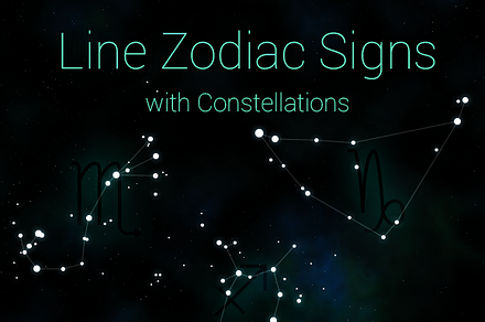 Line Zodiac Signs with Constellation