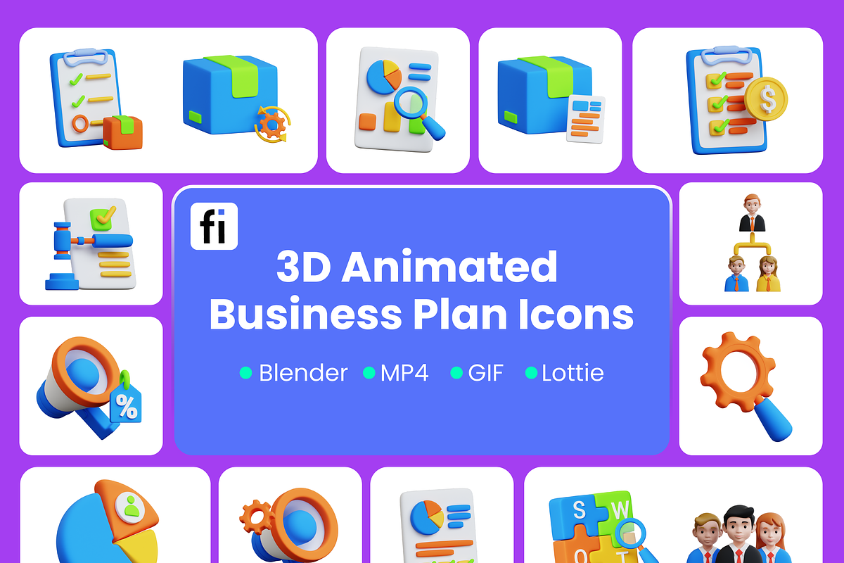 3D Animated Business Model Icon Set, a Characters & Person 3D Model by Flat Icons (Photo 2 of 5)