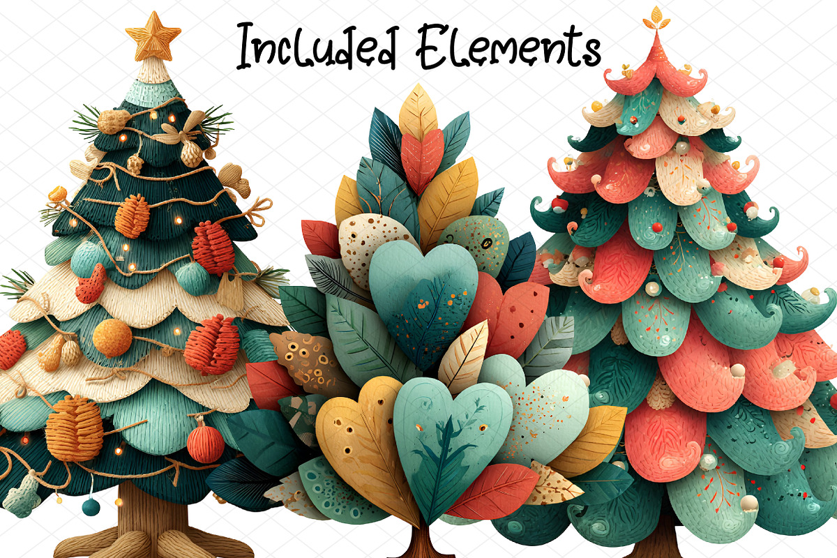 Watercolor Christmas Tree Clipart, an Illustration by cherrydesign (Photo 2 of 4)