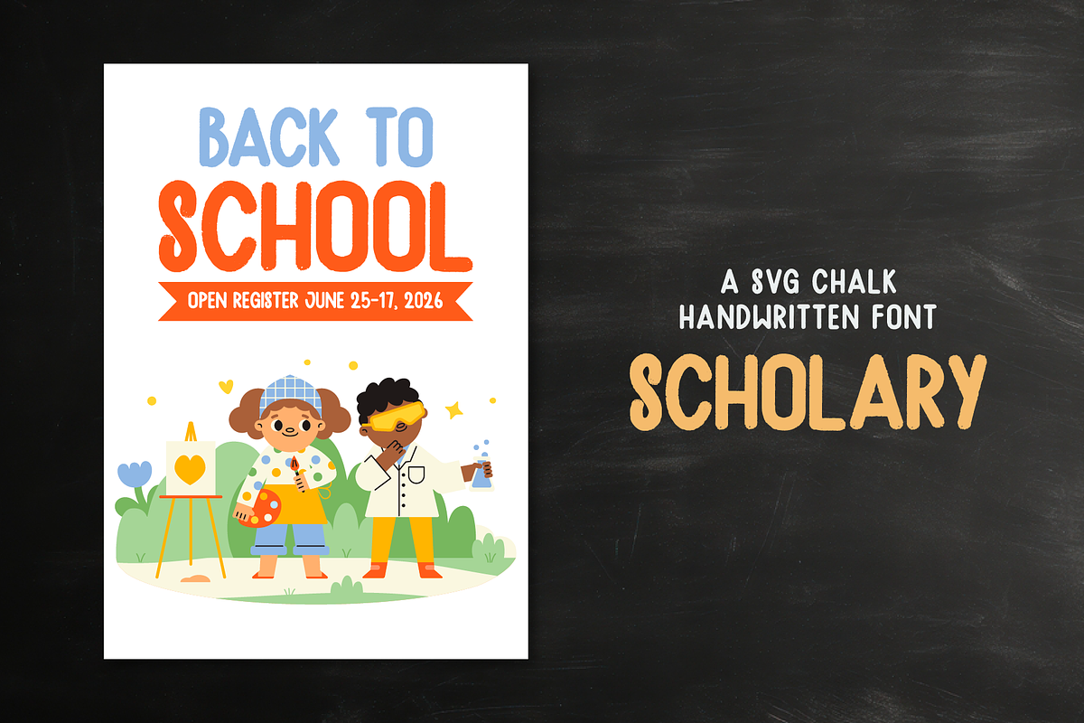 Scholary - SVG Chalk Handwritten, a Handwritten Font by Indotype Foundry (Photo 9 of 10)