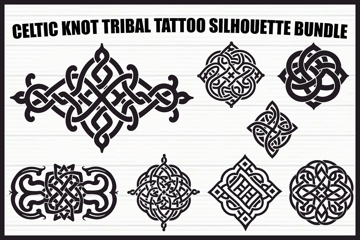Celtic Knot Tattoo Silhouette Set, an Illustration by BIPLOB EXPERT (Photo 1 of 9)