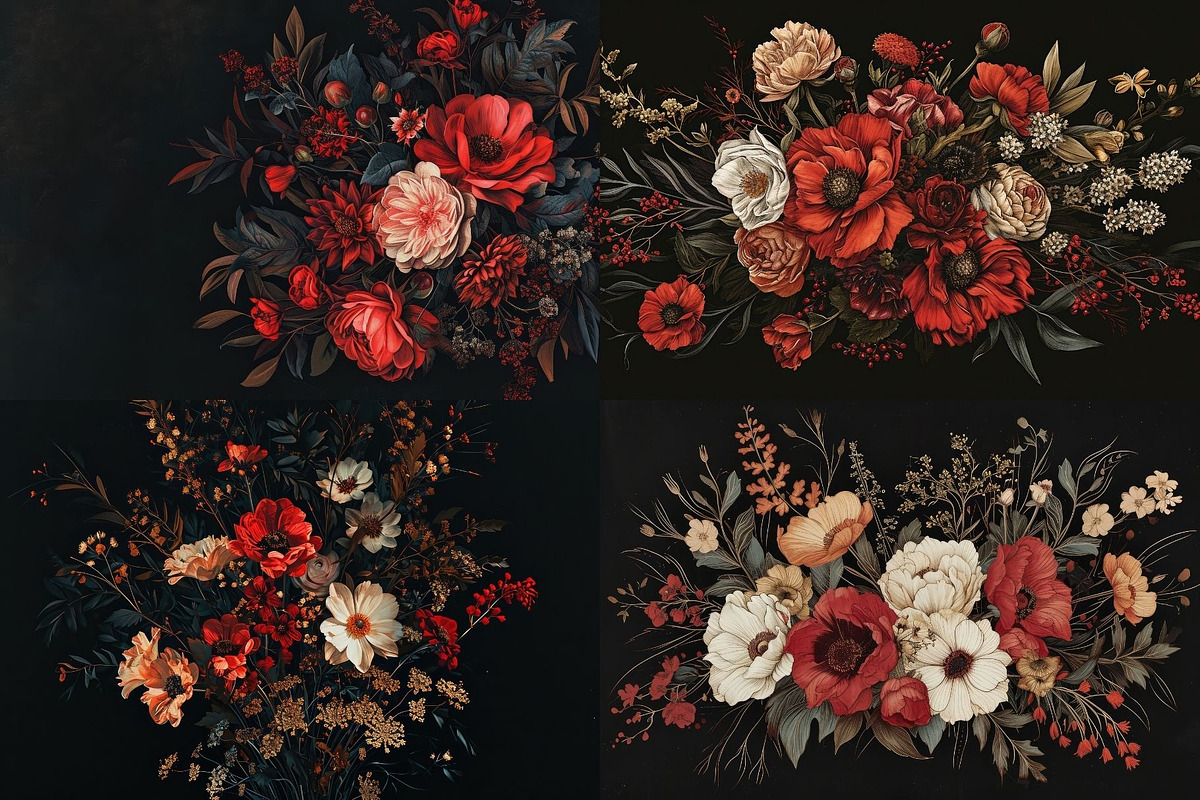 12 Dark Botanical Backgrounds, a Decorative Illustration by HipFonts (Photo 3 of 4)