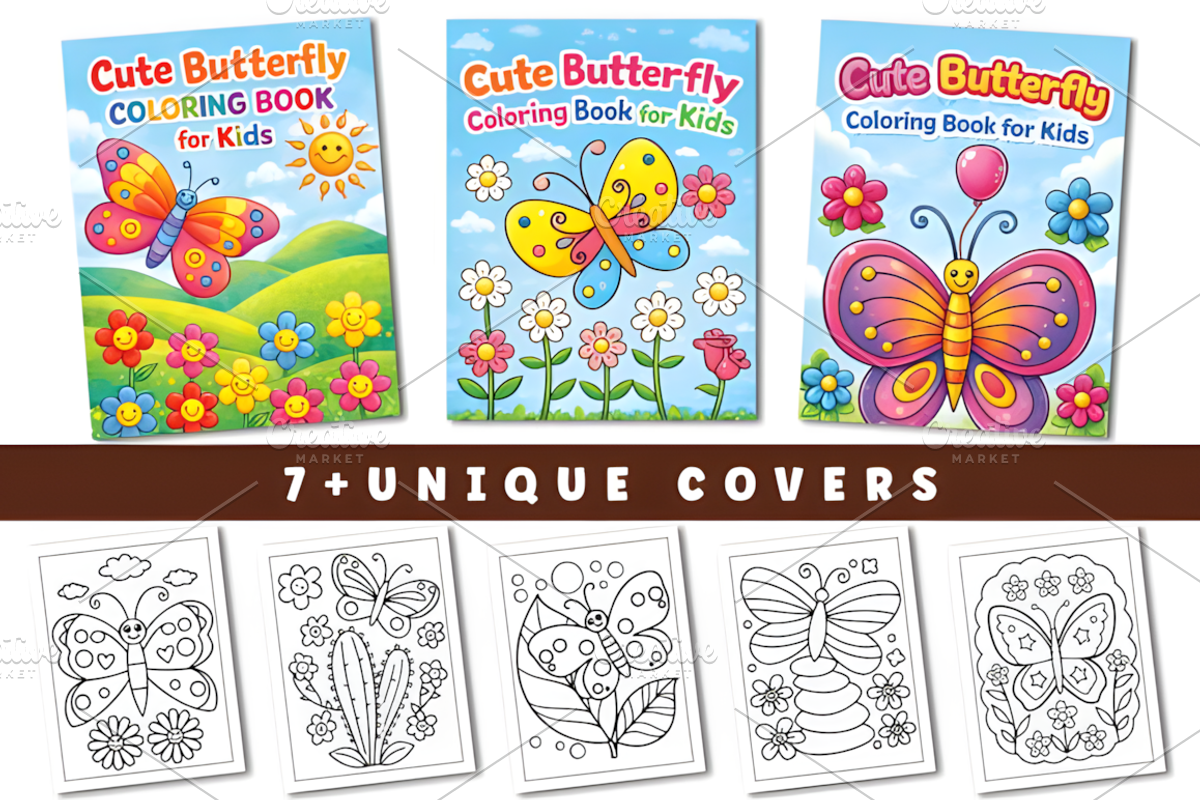 Cute Butterfly Coloring Book for Kid, a Decorative Illustration by Design Station (Photo 2 of 3)