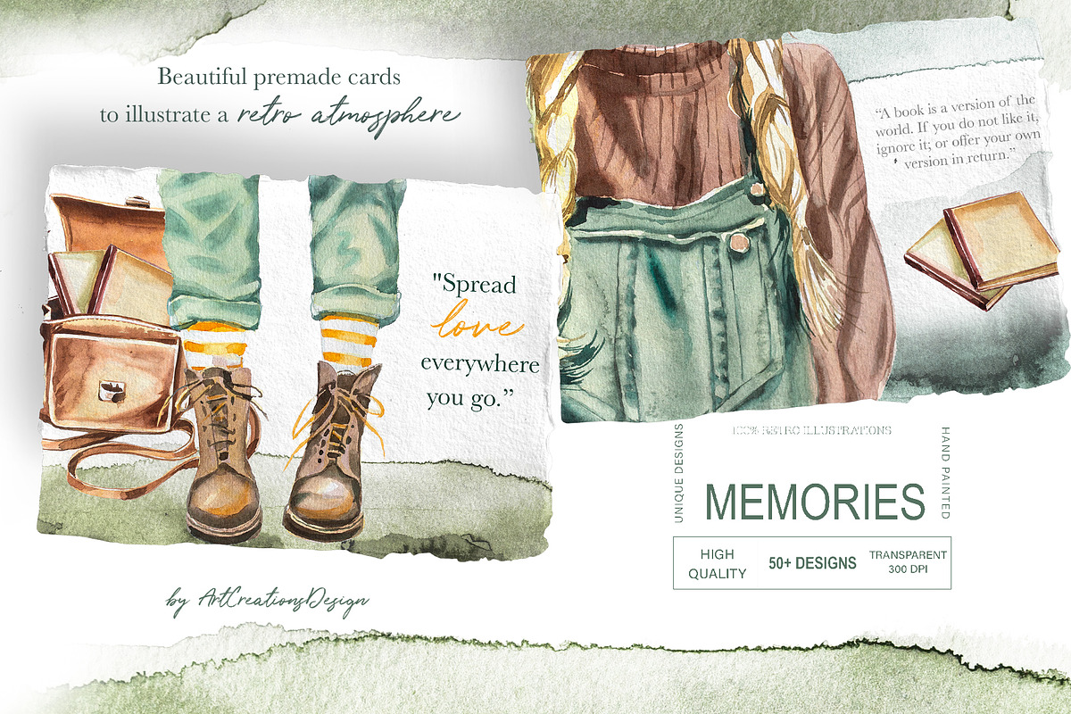 Watercolor Memories Clipart Set, a Person Illustration by ArtCreationsDesign (Photo 7 of 10)