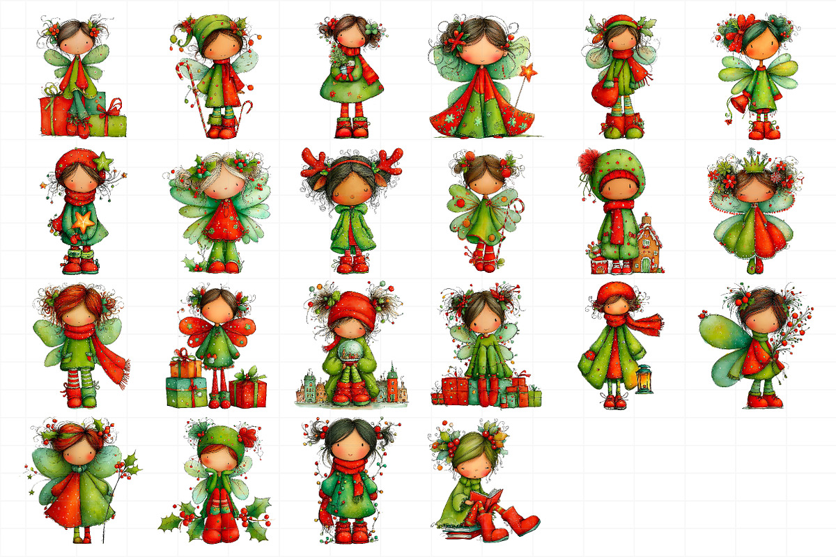 Whimsical Christmas Fairy Clipart, an Illustration by Daily.Designs (Photo 5 of 5)