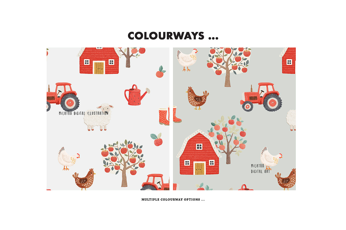 Apple harvest seamless pattern farm, a Pattern Graphic by Milatoo (Photo 3 of 4)