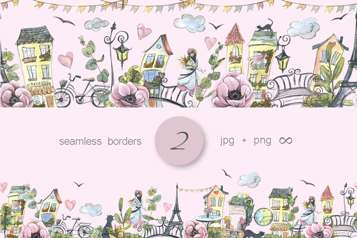 Paris romantic watercolor clipart, a Decorative Illustration by NATASHA CHU (Photo 13 of 17)