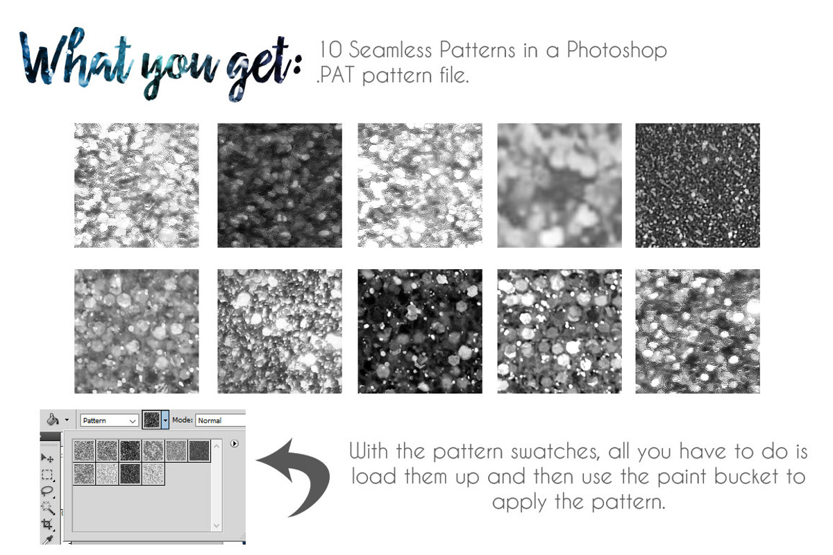 Glitter Texture Patterns Photoshop, a Palette Add-On by Transfuchsian (Photo 2 of 5)