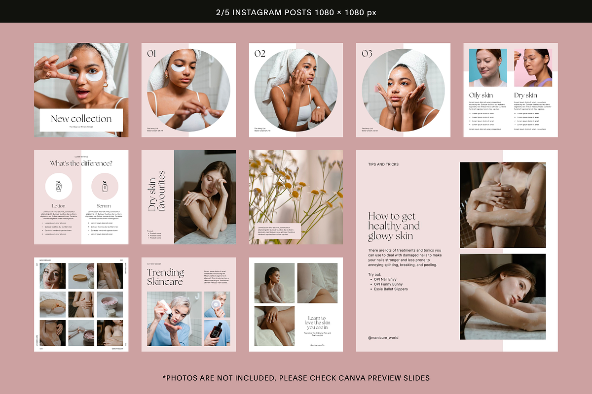 50 Pink Skincare Instagram posts, a Social Media Template by Studio K (Photo 3 of 9)