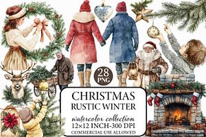 Rustic Winter Christmas Clipart, an Illustration by Libby Wishes