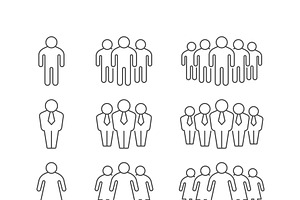 Set line icons of people group, an Outline Icon by motorama