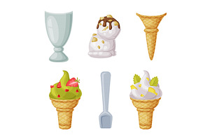 Ice Cream Parts with Ball, Waffle, a Food Illustration by TopVectors
