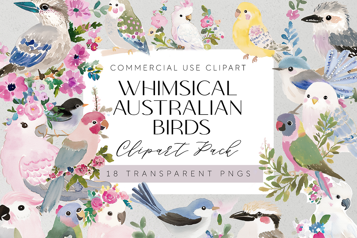 Whimsical Australian Birds Clipart, an Animal Illustration by Pawcasso's Portraits (Photo 1 of 7)