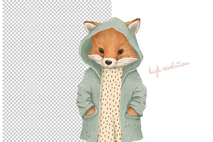 Vintage Cute Fox Clipart And Poster