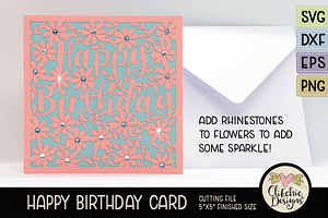 Floral Birthday Card SVG Cut Files