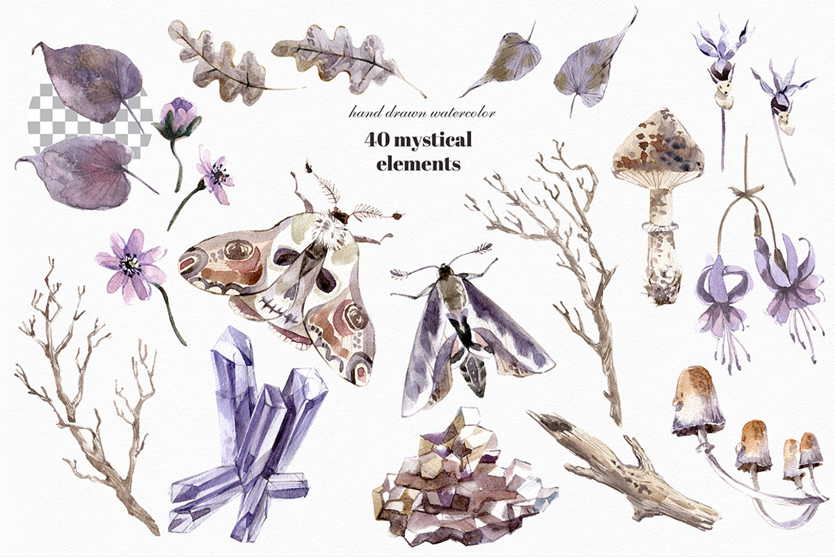 Mystical Wilds. Watercolor set., an Object Graphic by Dinkoobraz (Photo 6 of 10)