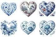 Chinoiserie Blue Toile Heart Waterco, an Illustration by DreamArtGraphic (Thumbnail 2 of 4)