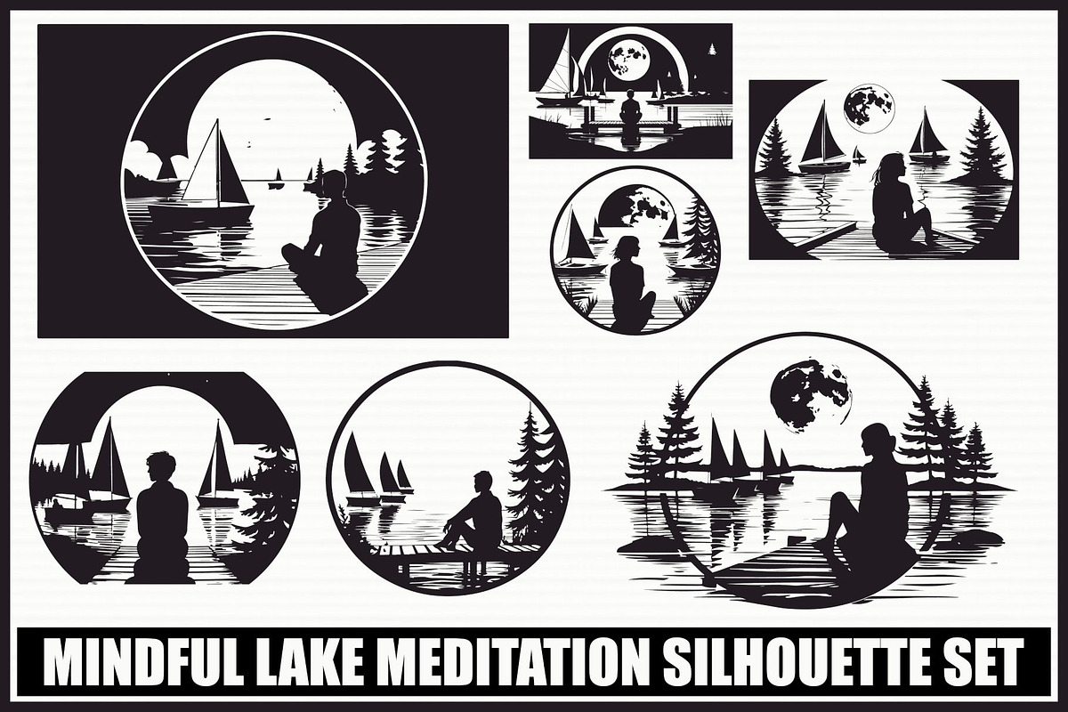 Mindful Lake Meditation Silhouette S, an Illustration by Creativeshirt (Photo 1 of 9)