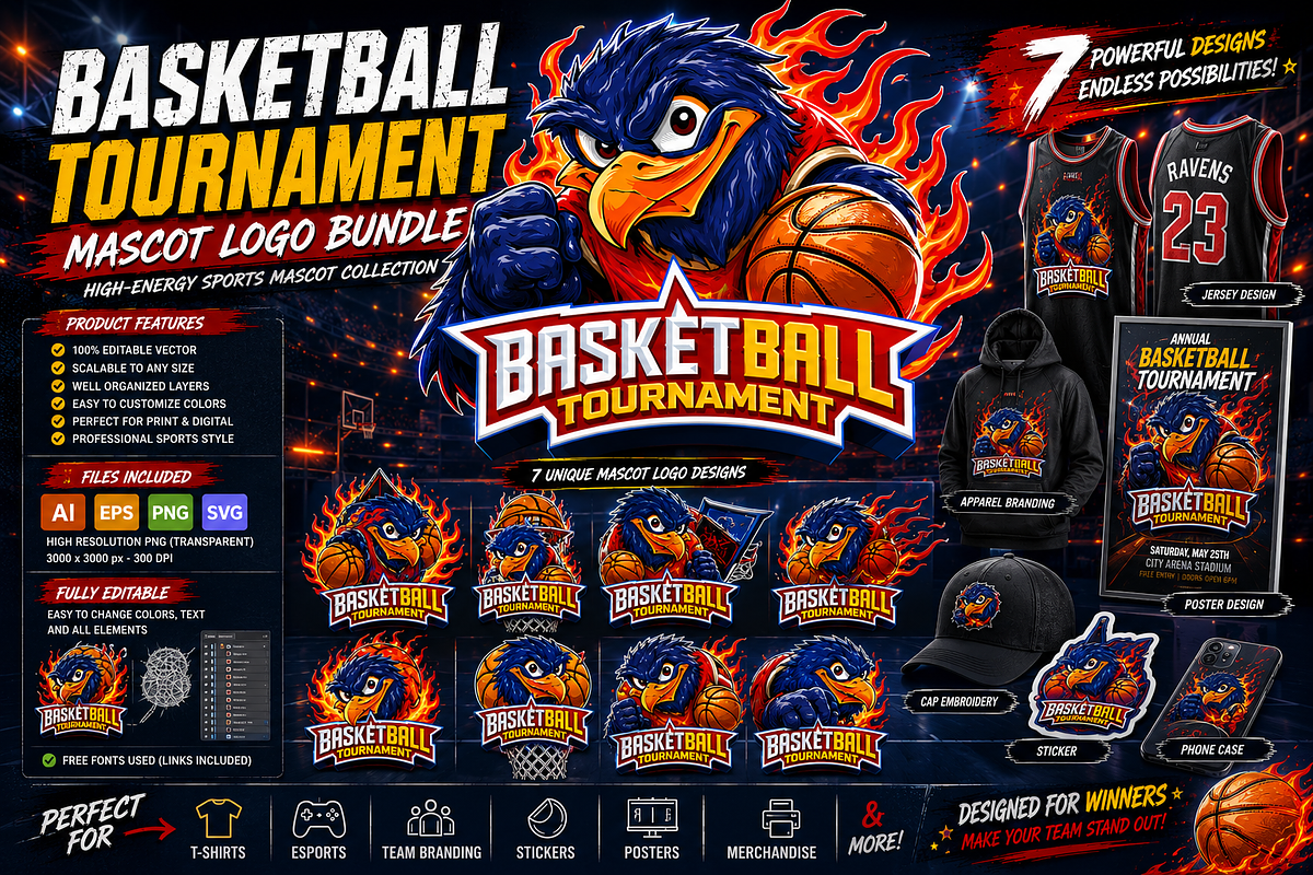 Basketball Esports Logo Collection, a Sport Illustration by Fortyone (Photo 1 of 3)