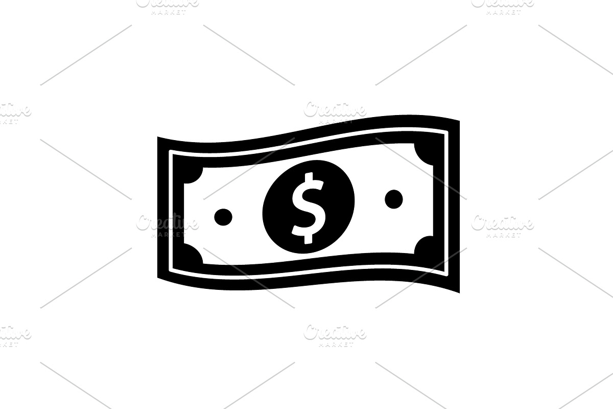 Dollar cash black icon. Investment, an Object Illustration by GraphiShop