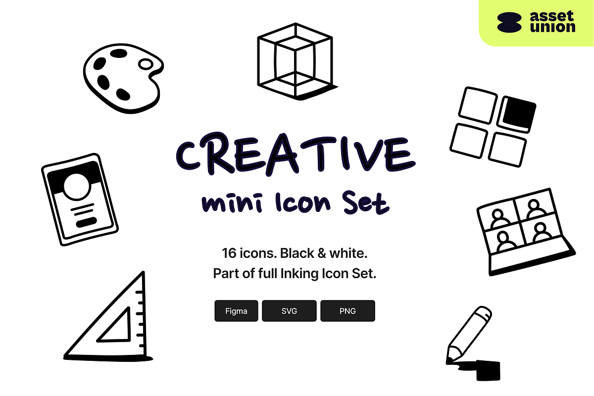 Inking Creative Icons, an Outline Icon by Asset Union (Photo 1 of 5)