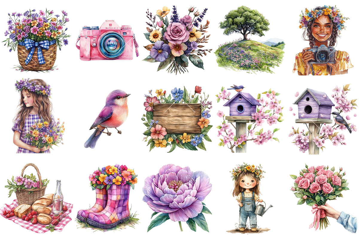 Spring Flower Season Clipart, an Illustration by OK Design (Photo 2 of 6)