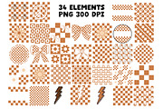 Checkered Taupe Retro Clipart Set, an Object Graphic by Brush Lab (Thumbnail 4 of 7)